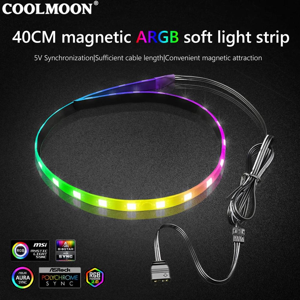 COOLMOON CM-LS40 5V ð⸦ ARGB PC ̽ LED Ʈ  SATA 3PIN ũž ǻ  Ʈ 40cm   RGB  ׼